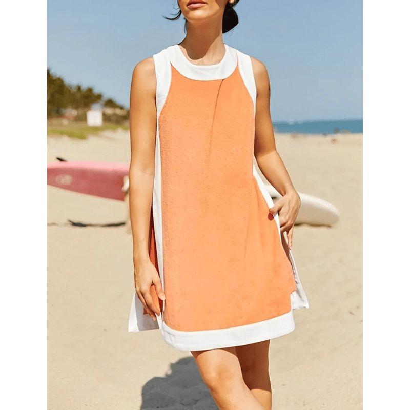 Leisure Two-Piece Set New Women Casual Color Matching round Neck Sleeveless Top Matching Shorts Set