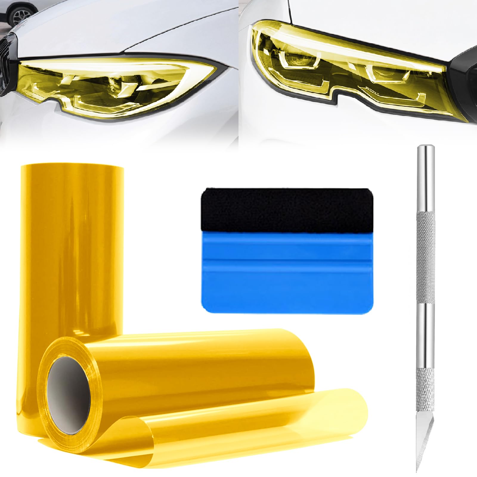 

JnTech Фара и Задний фонарь Оклейка автомобиля Подводка для глаз и Защитная пленка для задних фонарей для фар и мотоциклов и противотуманных фар УФ 30x120см 2 шт. Пленки,