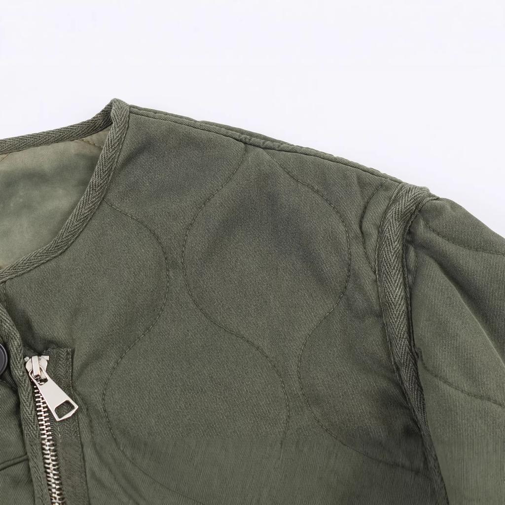 New loose casual crew neck long-sleeve cotton jacket 4088043