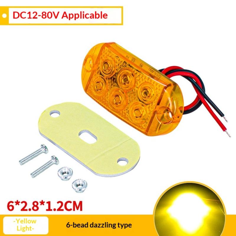 1 Sæt 12-80V Trailer Bil Lastbil Signallampe Indikatorlys 6LEDs Høj Lysstyrke Vandtæt Strobe Lys LED Flash Advarselslys