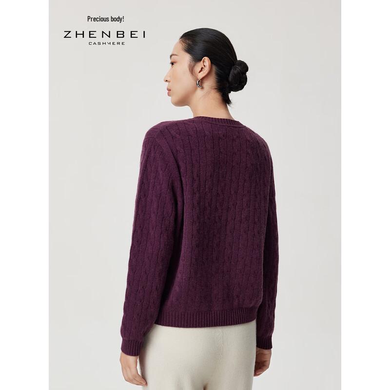 Zhenbei Women's Cable Knit Cashmere Sweater