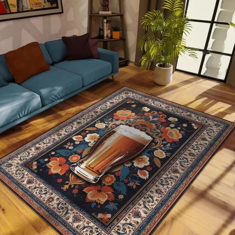 Floral Pattern Carpets Printed Living Room Mats Home Large Area Bedroom Retro Rug Retro Flannel Floor Rugs Kitchen Decoration