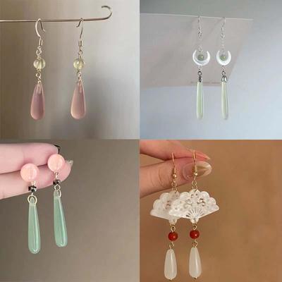 Retro Chinese Butterfly Flower Water Drop Earrings for Women