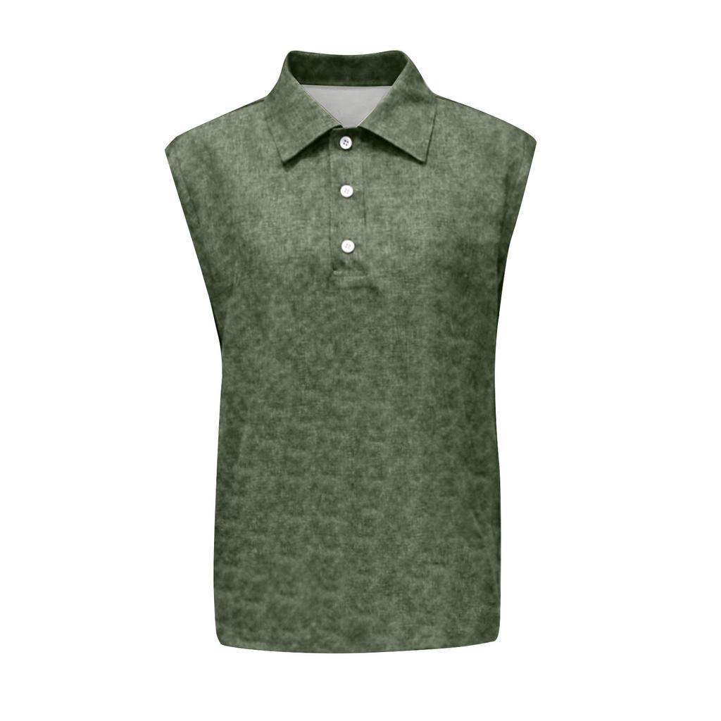 Men's Summer Solid Color Sports Buttons Lapel Vest Men's Sports Casual Vest