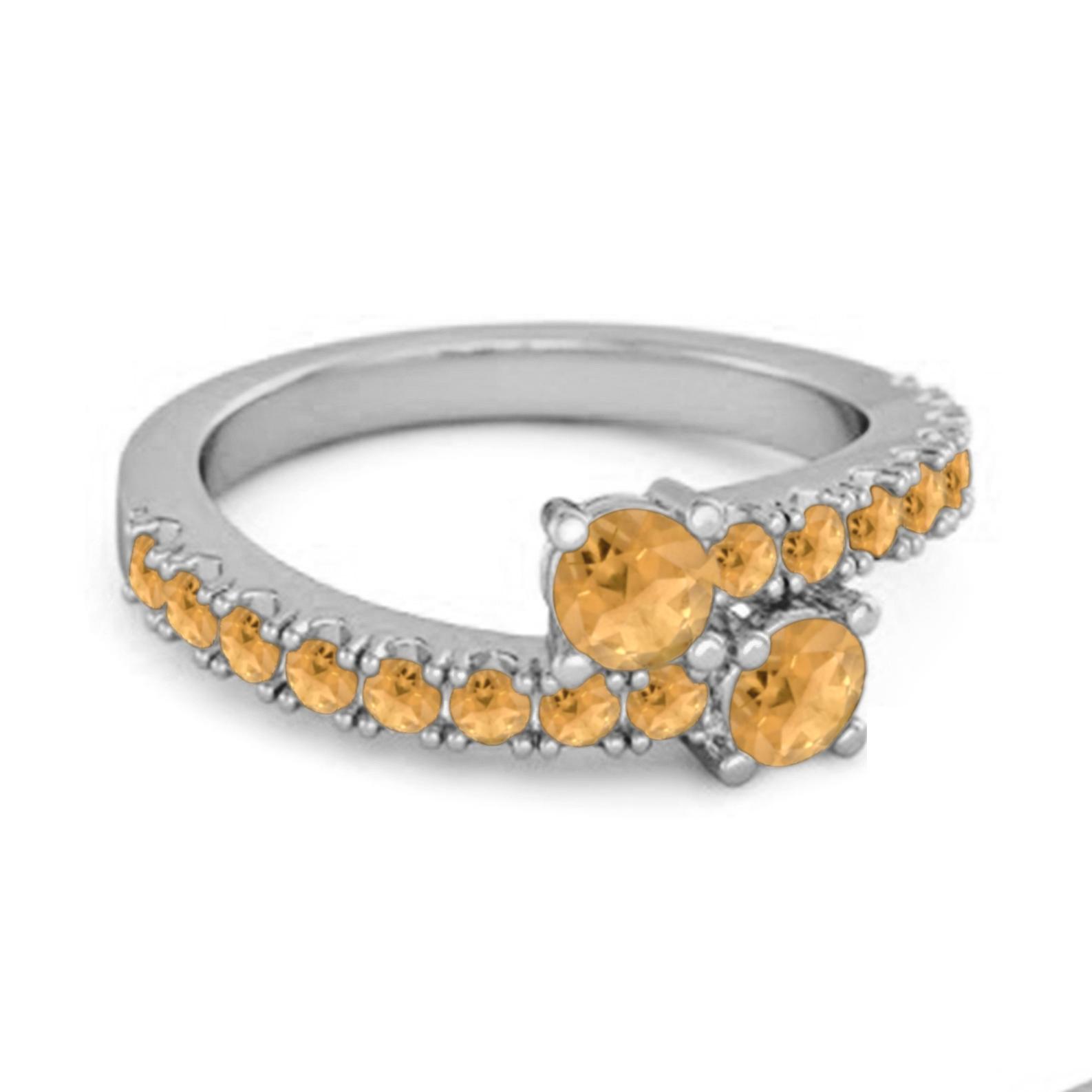 

Citrine Twisted Halo Accent Design Ring- 925 Sterling Silver 10.5 білий