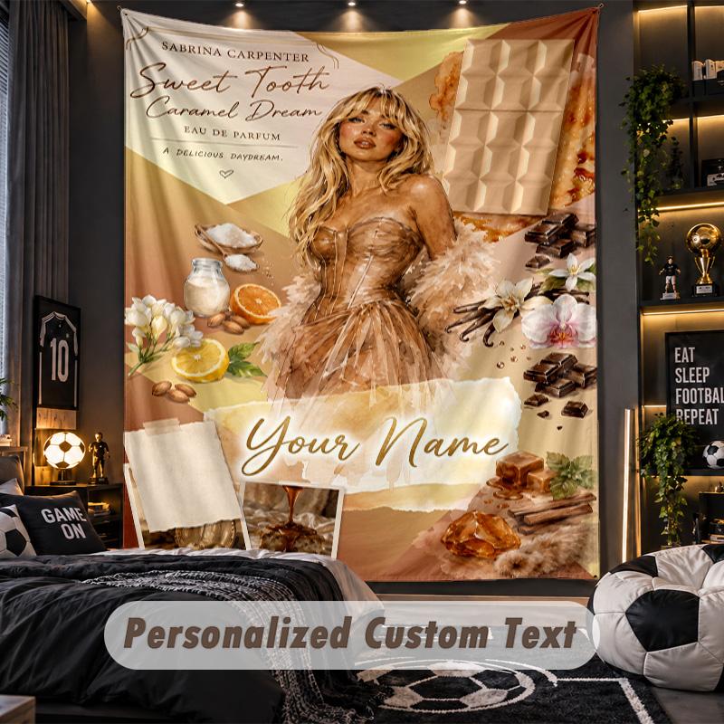 Personalized Wall Tapestry,Sabrina Carpenter Custom Printed Name, Fabric Wall Art For Indoor Room Backdrop