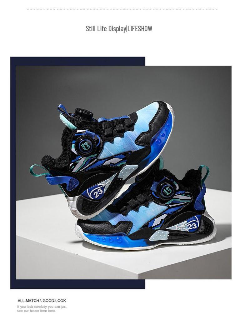 Jungen Basketballschuhe Winter 2025 - Leichte, rutschfeste Sportschuhe mit Samtfutter für Kinder