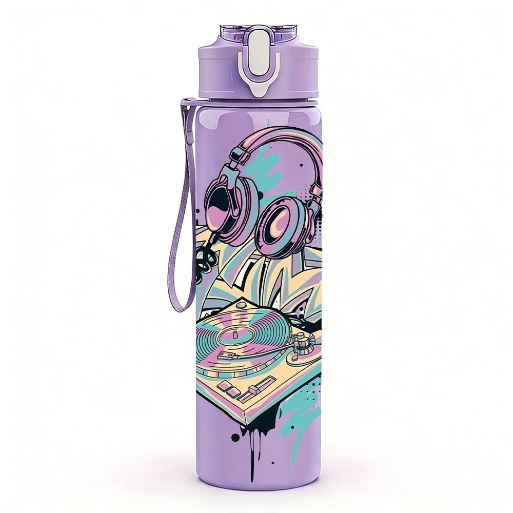 1PC Music Notebook Art Print 750ml Color Plastic Sports Water Bottle Leakproof Flip Straw Lid Suitable for Sports Office Home Use