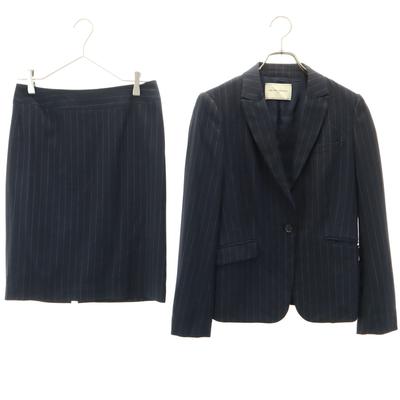 UNITED ARROWS TOKYO Made In Japan Stripe Skirt Suit Setup 38 Navy Women Used
