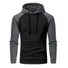 Men's Casual Patchwork Color Small Square Grid Hoodie Slim Fit Top Winter Round Neck Sweatshirts