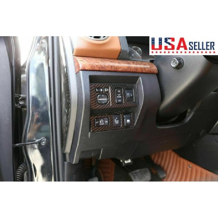 ABS Carbon Car Headlight Switch Button Cover Trim For Toyot-a Tundra 2014-