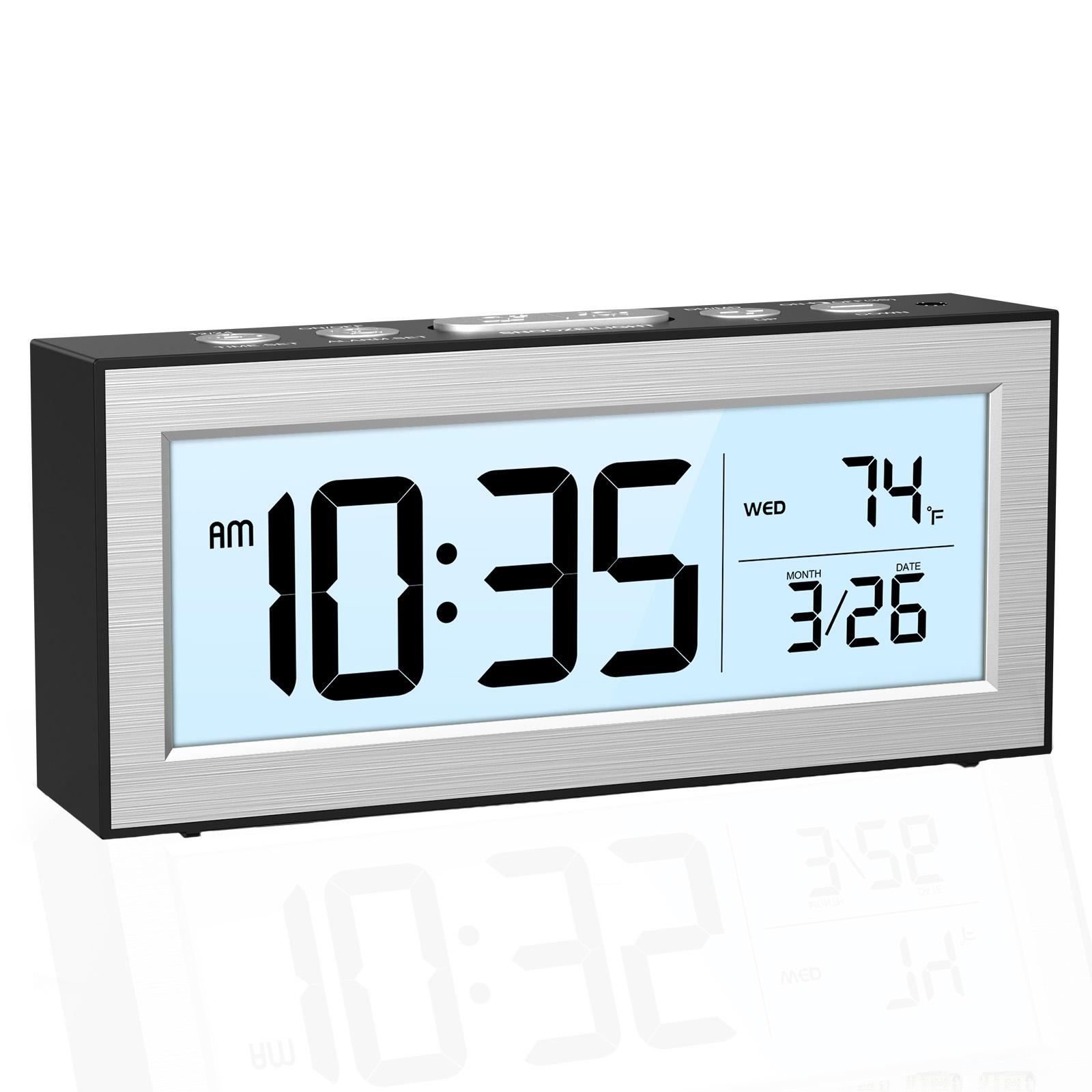 

ORIA Alarm Clock Digital Bedside Clocks Battery Powered LCD Alarm Clock with Date and Temu for Home Office Travel