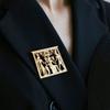 Vintage Fashion Geometric Badge Stereoscopic Rectangle Brooch Pins Accessories Corsage Jewelry
