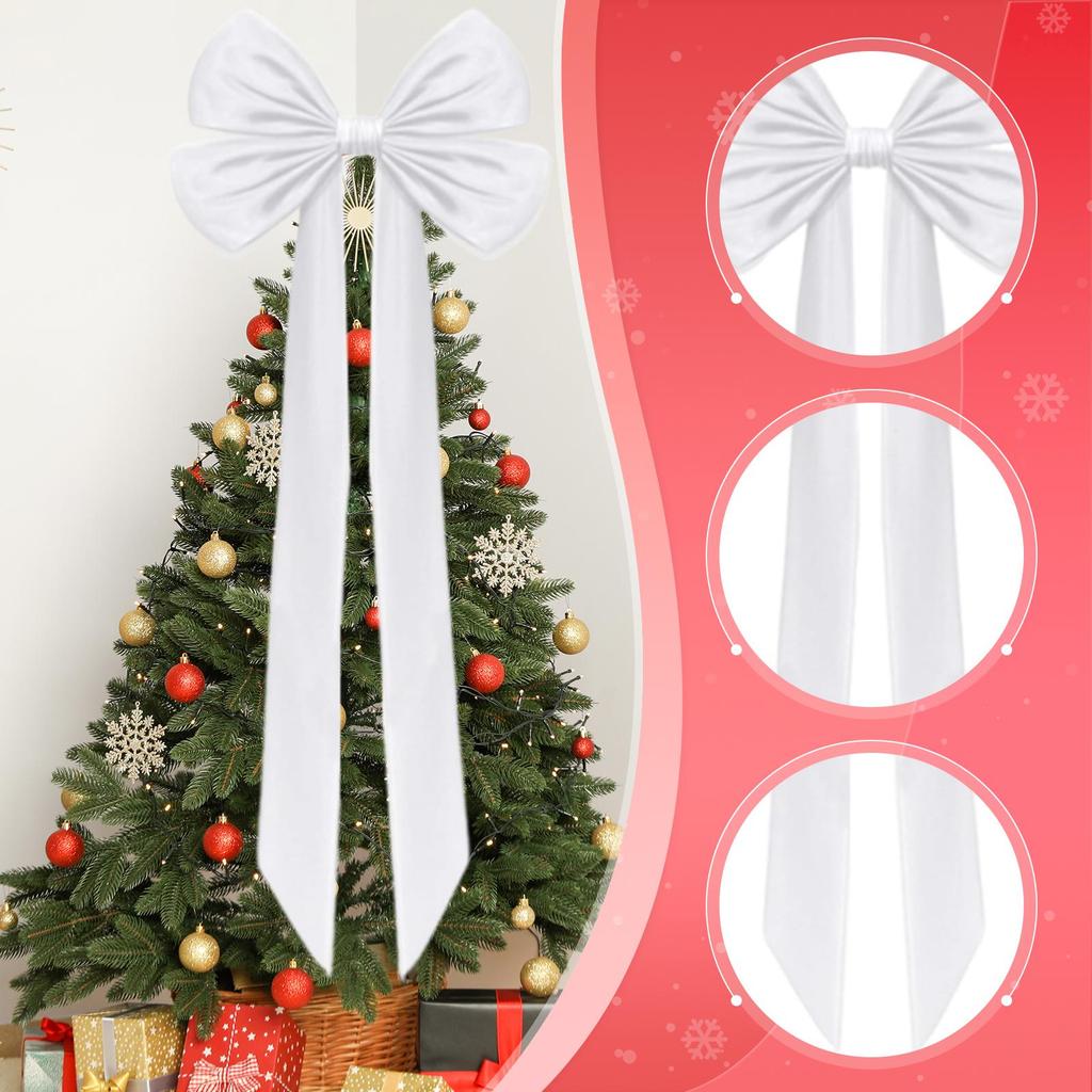 Christmas Tree Topper Bow Decor Christmas Giant Bow with Long Streamers