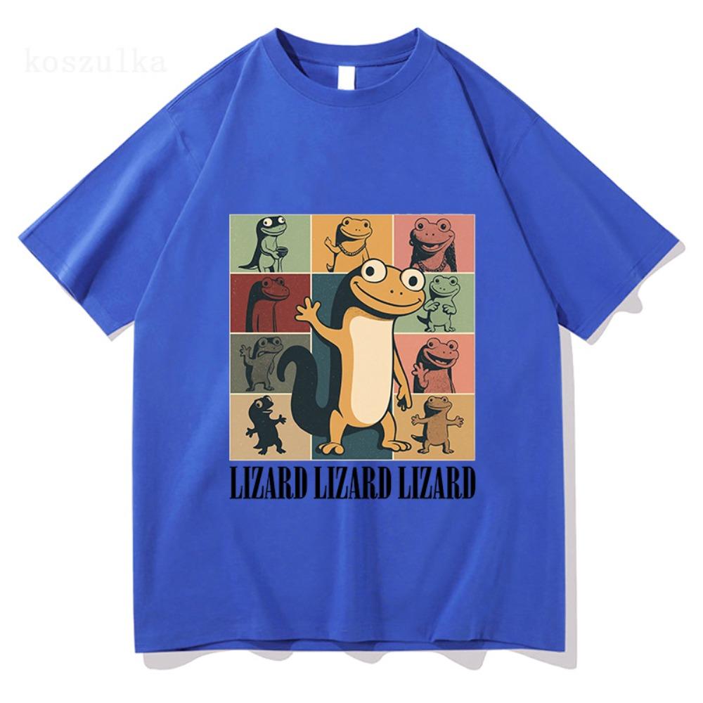 Fashion Lizard Meme Cartoon Graphic T-shirt Short Sleeve Cotton O-neck Tshirts Casual Funny Printing T Shirts Men Tees