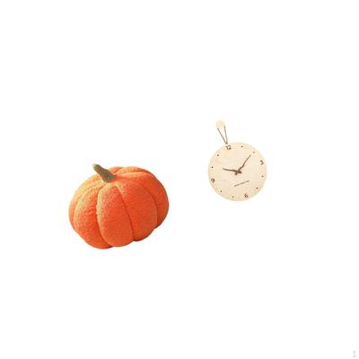 Halloween Pumpkin Pillow And Minimalist Nordic Wood Wall Clock Decorative Cushion Ornament for