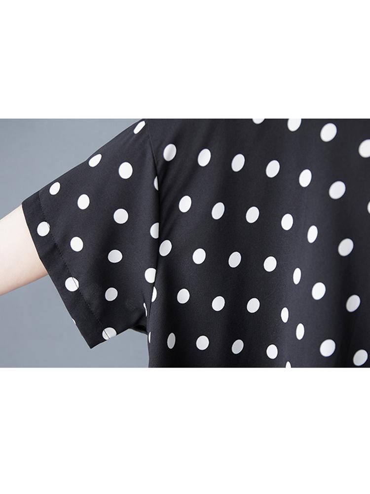 XITAO Polka Dot Irregular Lapel Dress GYX1544