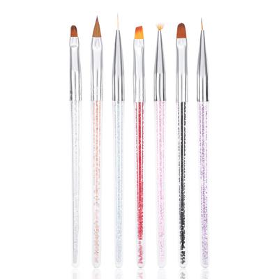 7-delige nagelkunstkwastenset voor nagellak, UV-gellak, nagelverlenging, carving liner en bloemtekenpen.