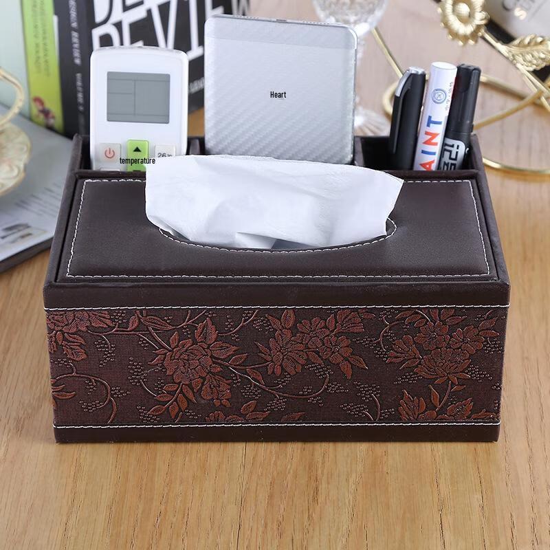 SEE KEAN Multi-functional Leatherette Tissue Box & Remote Organizer
