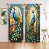 Blackout Floral Peacock Print Curtains Polyester Window Drapes Home Decor Living Room Bedroom Hol Curtain Set Of 2 Made With Rod Pocket Washable Great