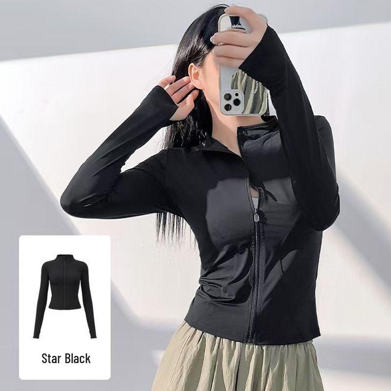 Women's Lightweight Sun Protection Quick-Drying Yoga Top - Ice Silk Short Style for Summer Outdoor Cycling & Running with UV Protection