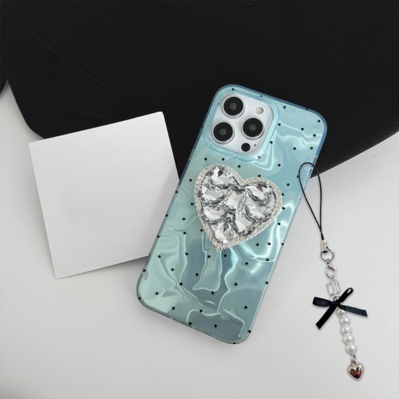 Sweet Phone Chain Strap Lanyard Bowknot Heart Bead Pendant Phone Charm Hanging Decoration Cute Phone Accessories