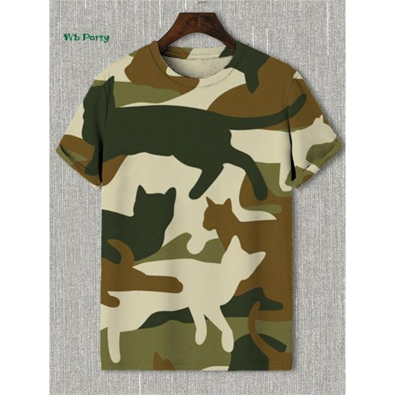 Fashion Men's T-Shirt 3D Cat Print Short Sleeve T-Shirt Art Design Funny T Shirt Summer Street Casual Oversized Men's Clothing