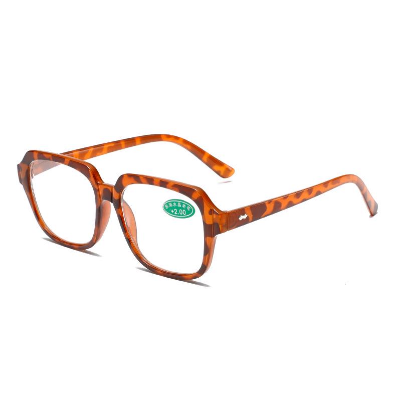 Retro Leopard Print Wear-Resistant Large Frame Reading Glasses for Seniors