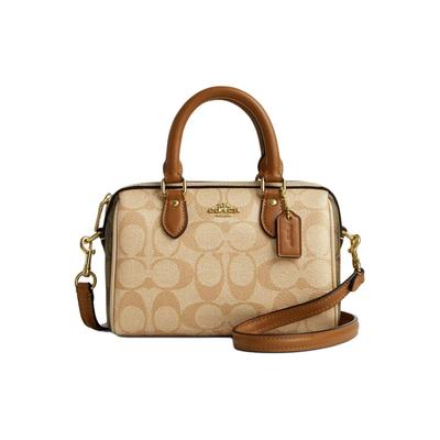 Coach Rowan 18 Logo Reißverschluss Beschichtetes Canvas Schulter Crossbody Handtasche Kleine Damenhandtasche Hell-Khaki CR244-IMWQ4