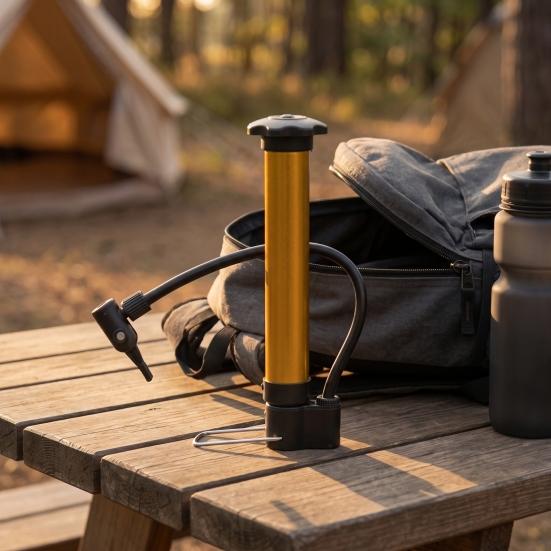 Basketball Manual Pump Mini High Pressure Bike Pump, Portable Air with Foldable Pedal Pedal, Aluminum Alloy Tire Inflator for Road Mountain