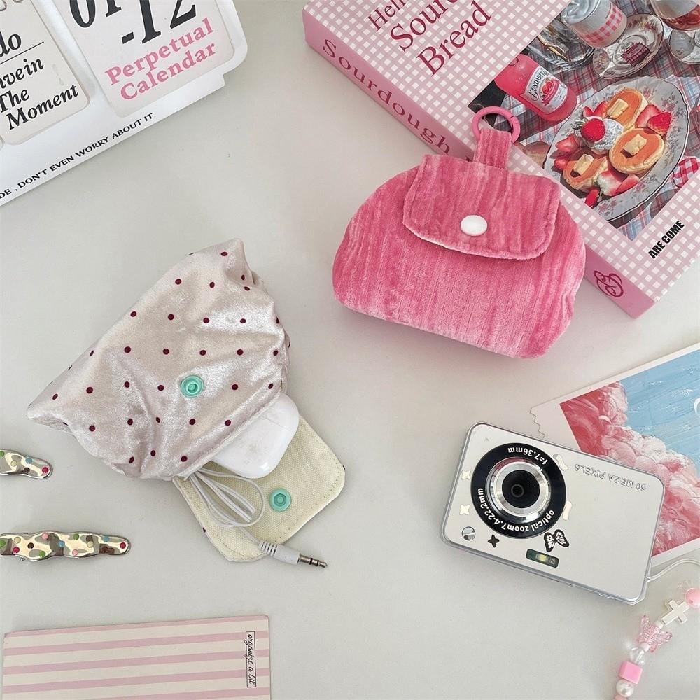 New Multi-purpose Mini Makeup Pouch Portable Lightweight Coin Purse Snap Button Design Key Storage Bag Korean Style