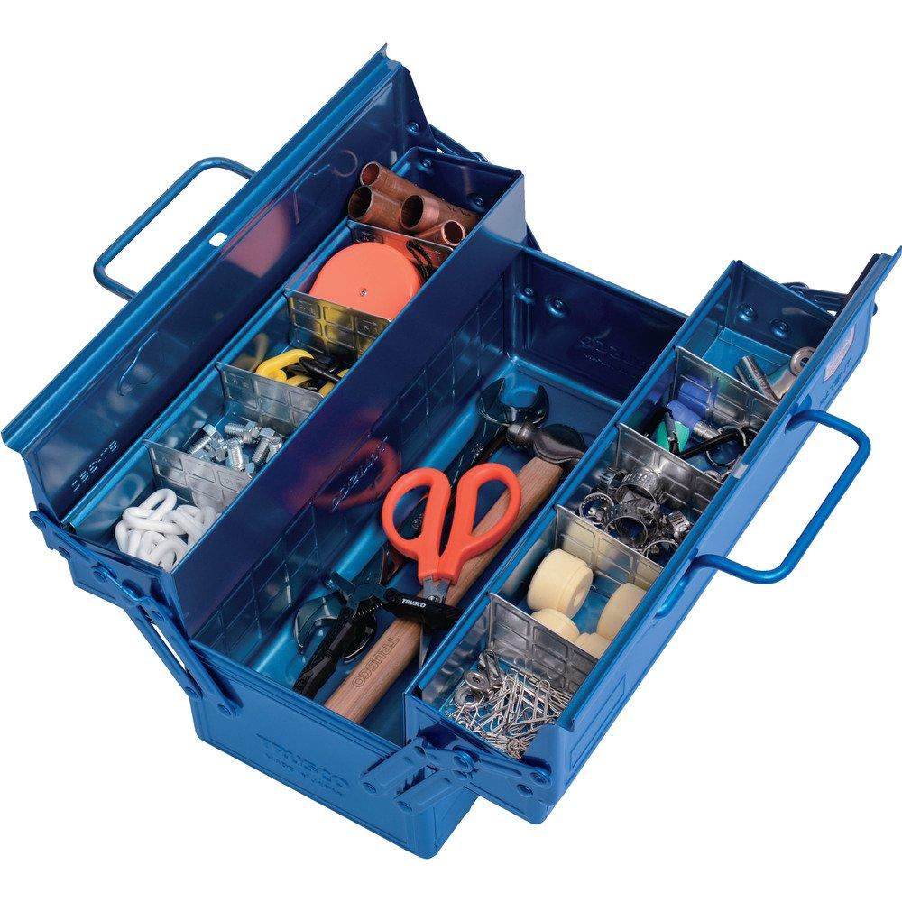 TRUSCO Tool 350 X 160 X 215 Mm ST-350-B 2-Tier Box, Blue,