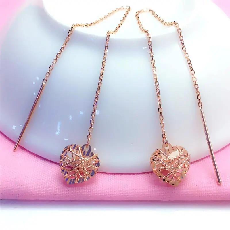 Purple Gold Color Gold Brushed Hollow Love Earphone Fashion Simple Temperament Rose Gold Plated Ear Jewelry