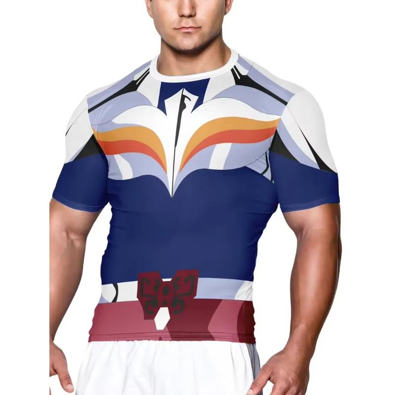Tricou de vară pentru bărbați cu gât rotund și imprimeu 3D