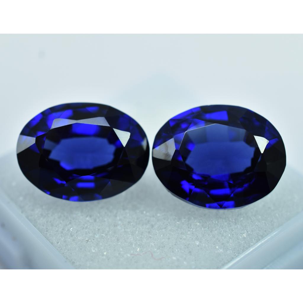18.60 Ct Natural Blue Sapphire Certified Pair Gemstones Oval Cut Making Jewelry