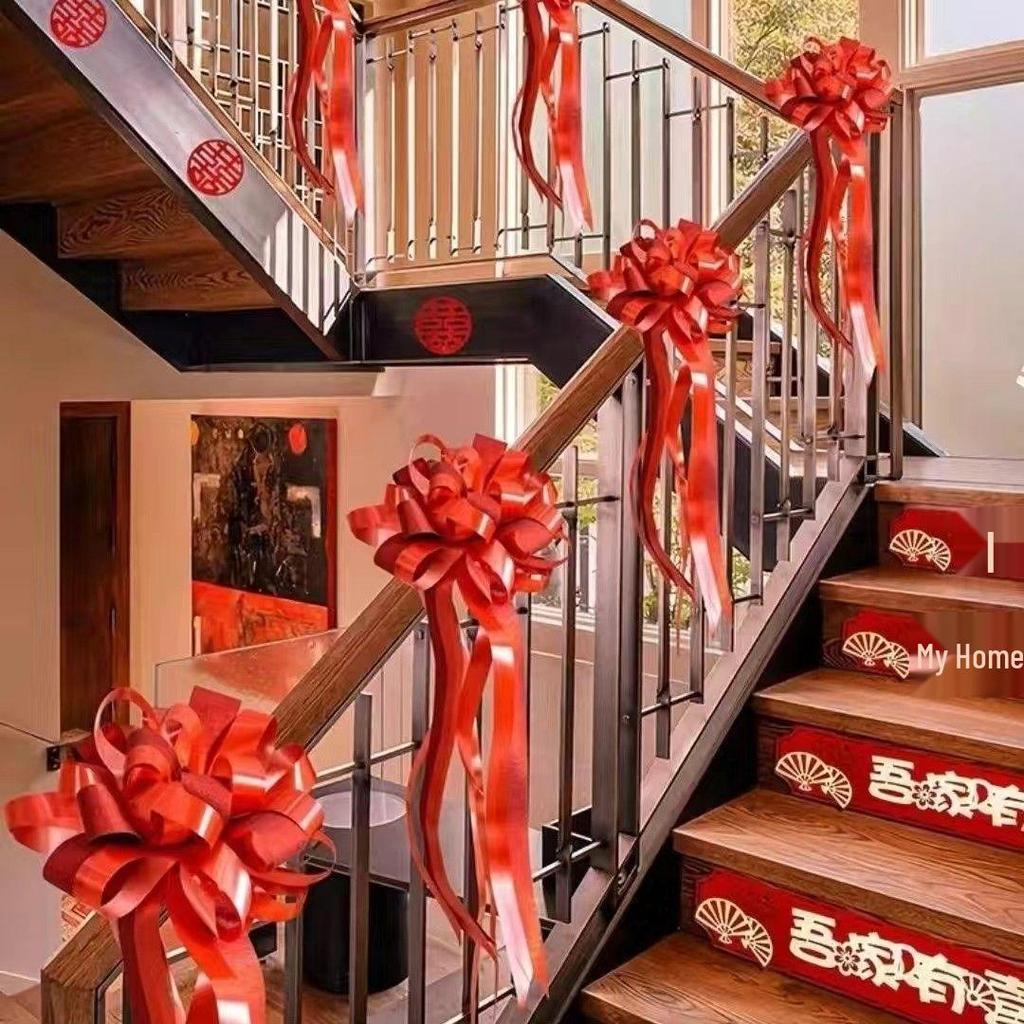 Wedding Stair Railing Decoration Package with Balloons and Flowers: Complete Set for Wedding Room Arrangement
