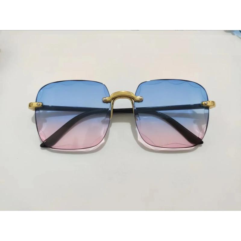 Klassische Vintage Quadratische Sonnenbrille Frau Gradienten Spiegel Rahmenlose Sonnenbrille Weibliche Retro Mode Randlose