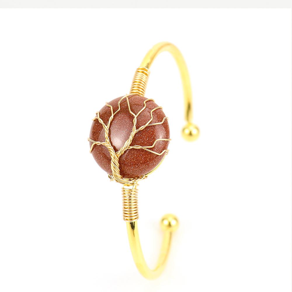Handmade Copper Wire Winding Round Rough Stone Natural Crystal Bracelet Bracelet Bracelet B66