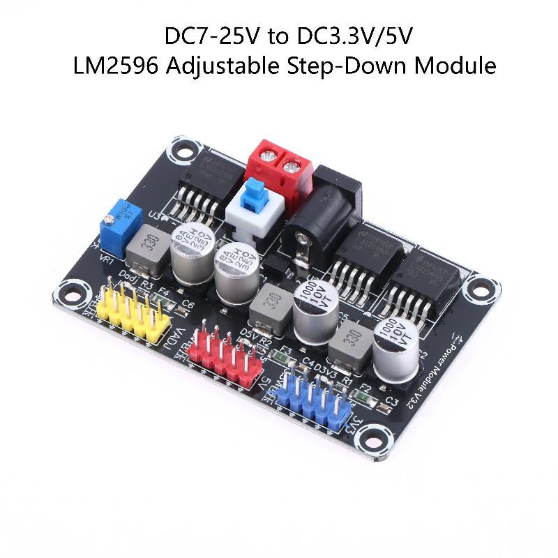 Dc7-25 To Dc3.3V/5V Lm2596 Adjustable Step-Down Module Adjustable Step-Down Module For Racing Smart Car Test Power Supply