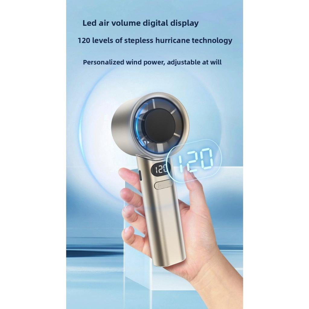Mini Handventilator mit USB-Aufladung, 120 Geschwindigkeiten, Stufenlose Geschwindigkeitsregelung, Hochgeschwindigkeits-Turboventilator