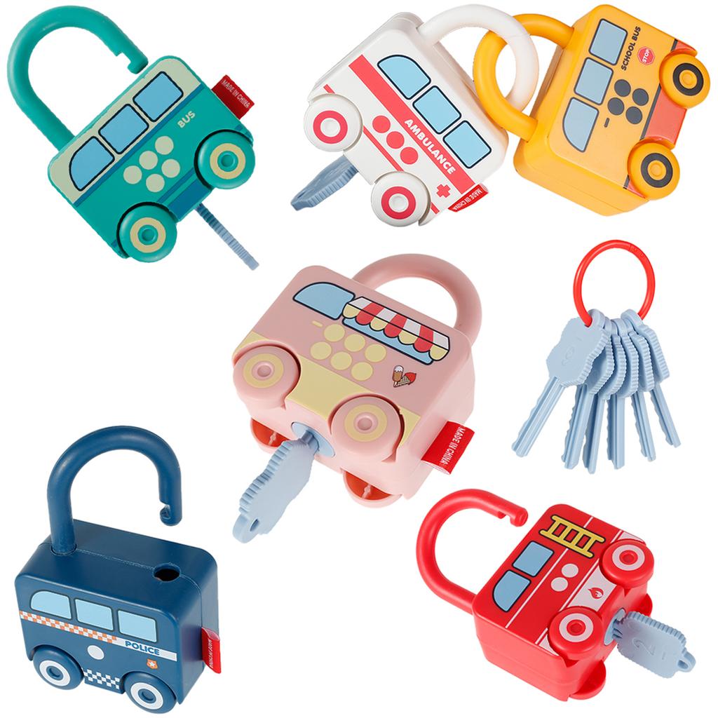 Baby Learning Lock with Key Car Games Early Educational Numbers Matching Locks Parent-children Interactive Unlocking Toys Sensor
