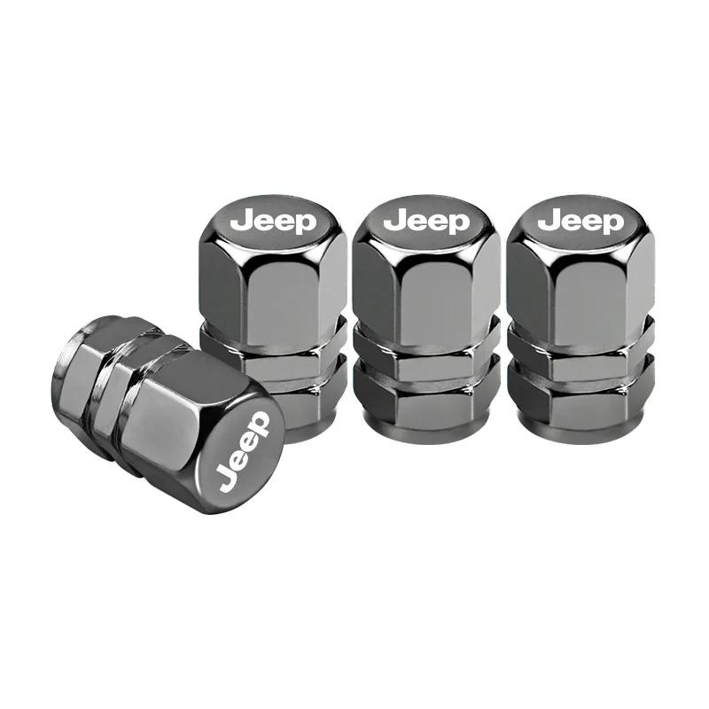 Dla Jeepa 4 szt. Nakrętki na wentyle opon samochodowych Pokrywy wentyli felg ze stopu Akcesoria Dla Jeepa Grand Cherokee Wrangler JK Gladiator Compass R
