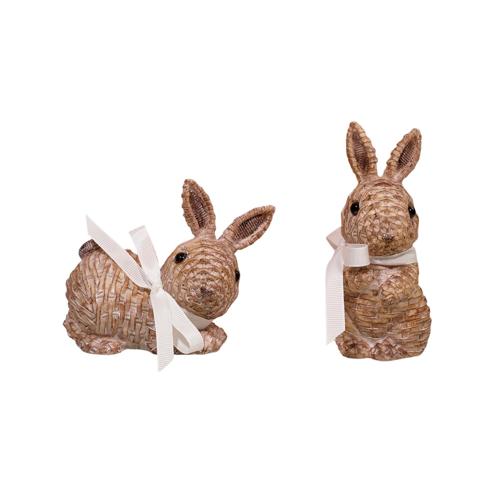 

Cute Easter Rattan Bunny Decoration For Home And Desktop Display One Size