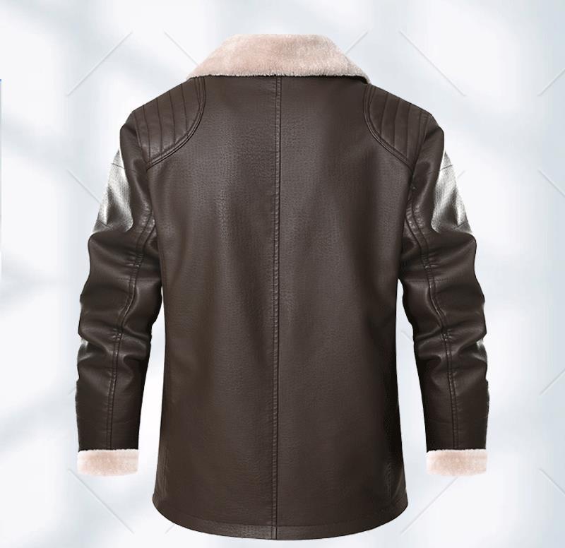 Kožená bunda s podšívkou ze sametu - Teplá, Jednodílná, US velikost 88988.