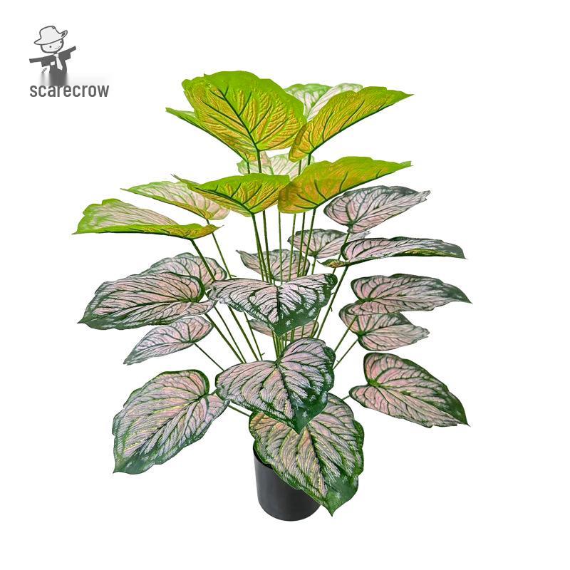 Artificial Bonsai Tree with Large Green Leaves, Potted for Home or Hotel Living Room Decor