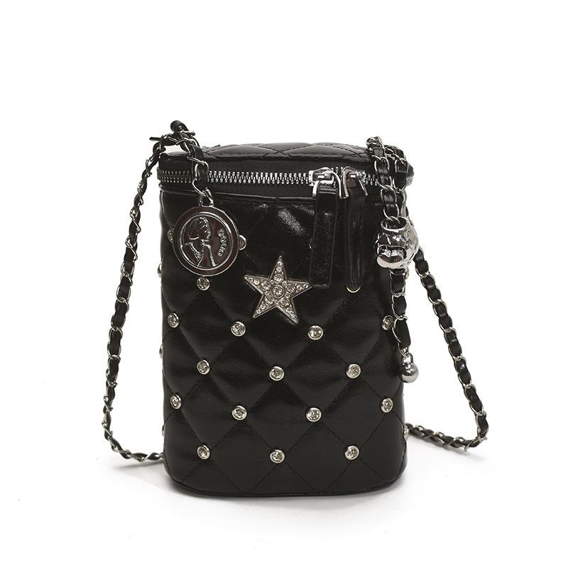 Design bright diamond box bag, new fashionable diamond chain bag, wind temperament crossbody shoulder bag