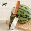 Outdoor Picnic Fruit Cutter Watermelon Slicer Stainless Steel Tool with Wooden Handle Ergonomic Kitchen Slicing for Cantaloupe Apples Easy Clean