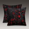 Huse Pernă Decorative Față-Verso, Model Cub Graphite Neon 3D, Stil Cabană, Pentru Canapea și Dormitor