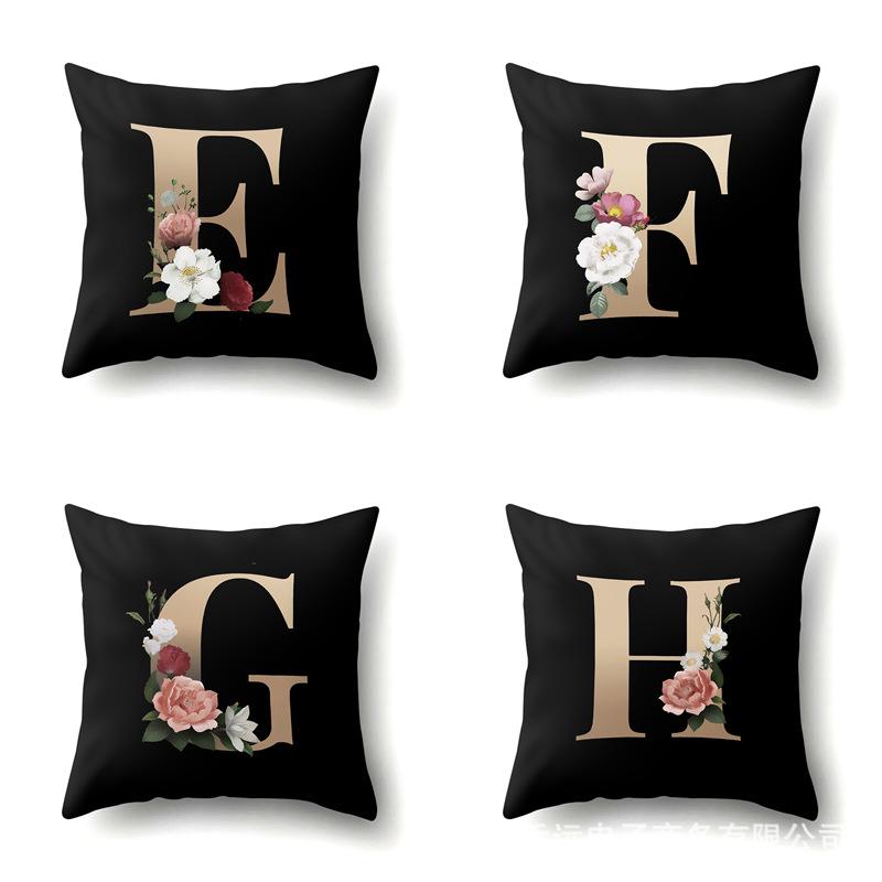 Polyester Pillowcase Home Car Decoration Printing Pillowcase 26 English Letter Cushion Cover
