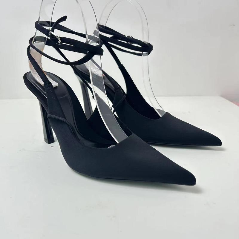 fashion Elegant Luxury Women Pumps 2024 Autumn Designer Sexy Ankle Strap Black Slingback Party Wedding Stilettos Pointed Ladies Shoes